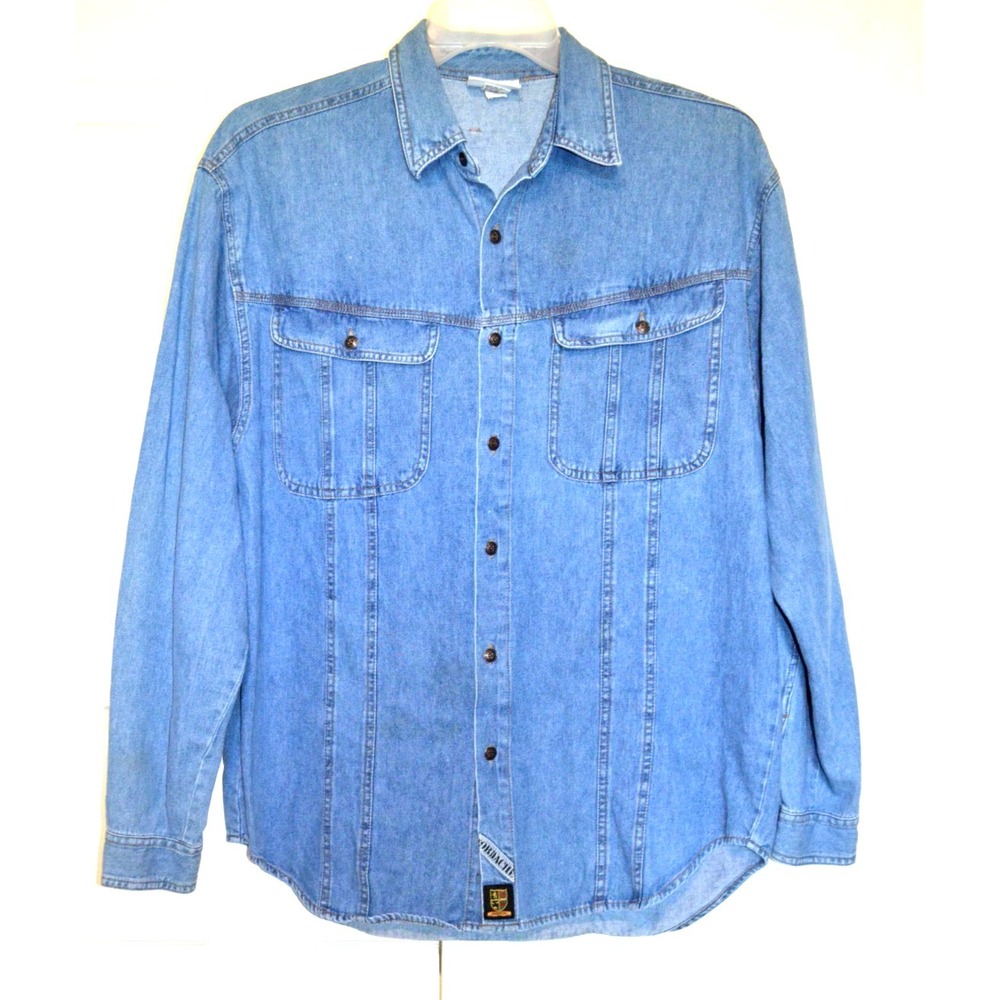Vintage Jordache Denim Shirt Mens L Button Front Long Sleeve Pocket‎ Workwear